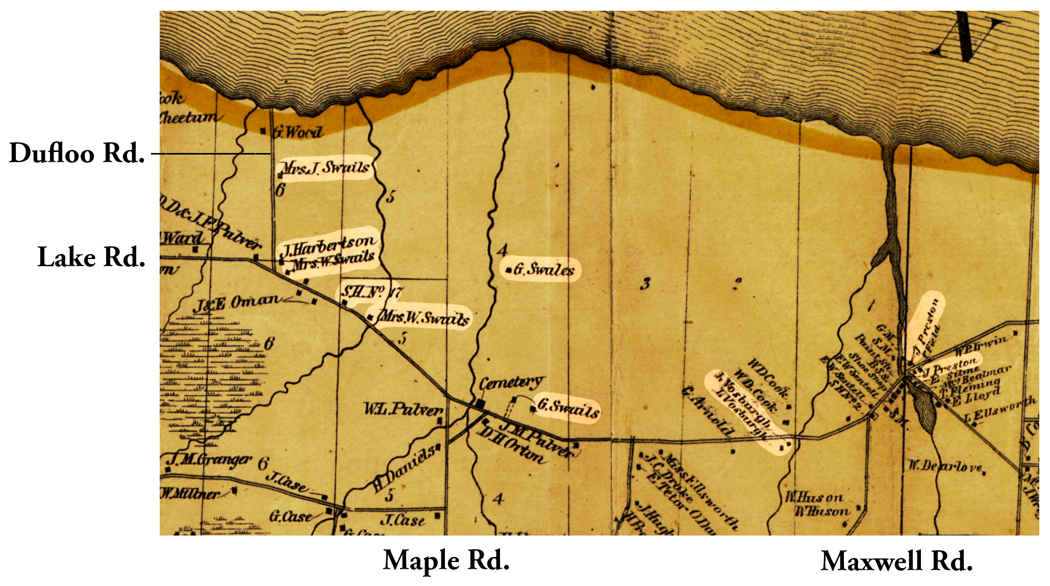 1858 Wayne County Swales Property Excerpt Map